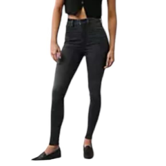 American Eagle Black Faded Hi Rise Jegging Jeans Tag Size 10 W30 - Picture 1 of 6